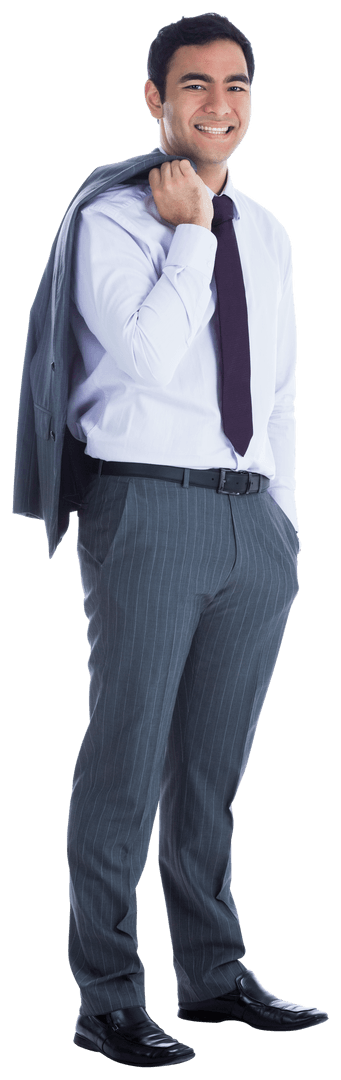 Confident Asian Businessman Smiling in Suit on Transparent Background