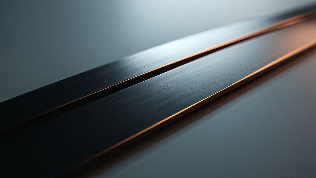 Sleek Metallic Strips with Copper-Colored Edges in Minimalist Composition