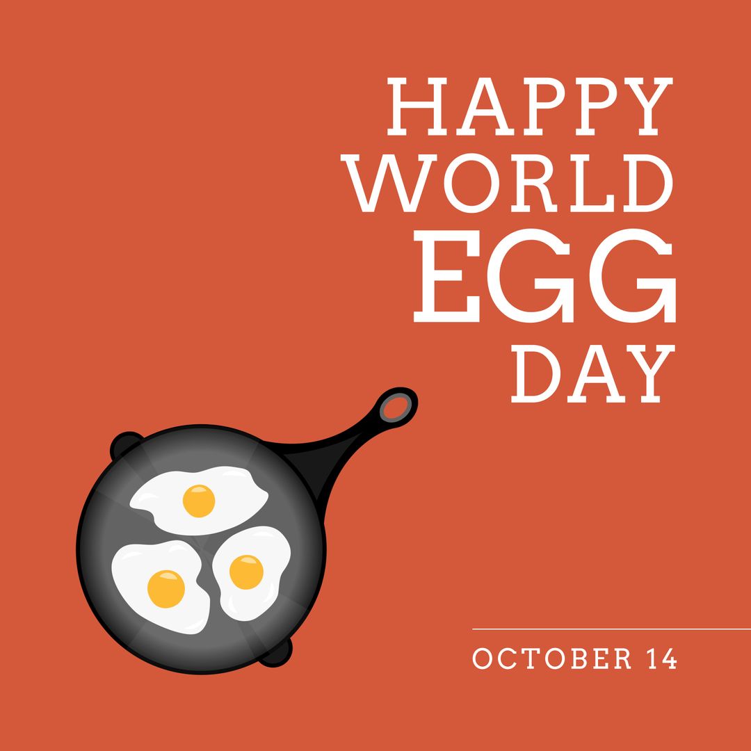 World Egg Day Celebration with Fried Egg Illustrations on Pan
