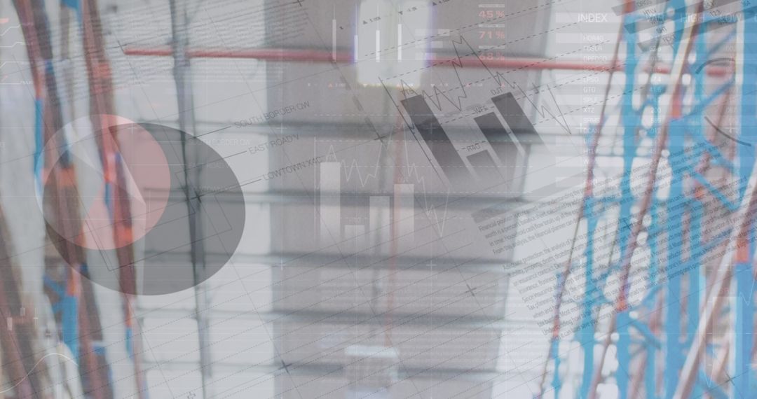 Futuristic Data Processing Overlay in Warehouse Setting