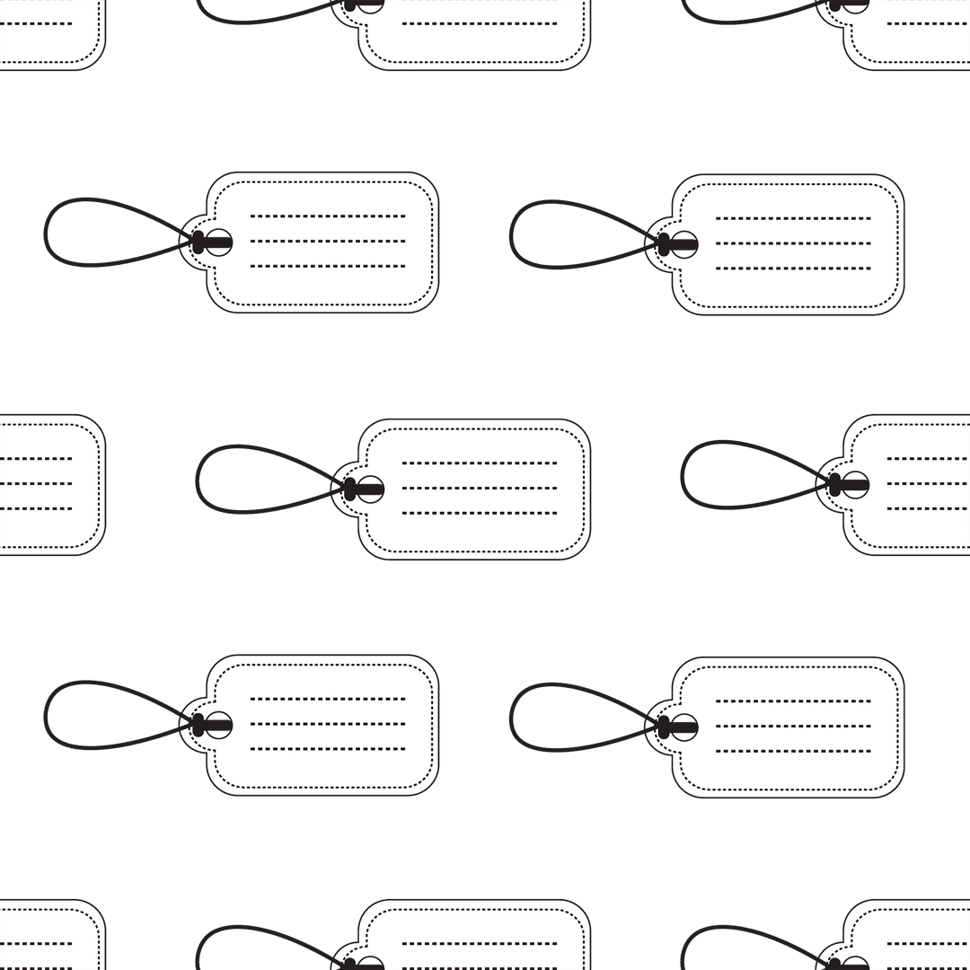 Seamless Pattern of White Gift Labels on Transparent Background