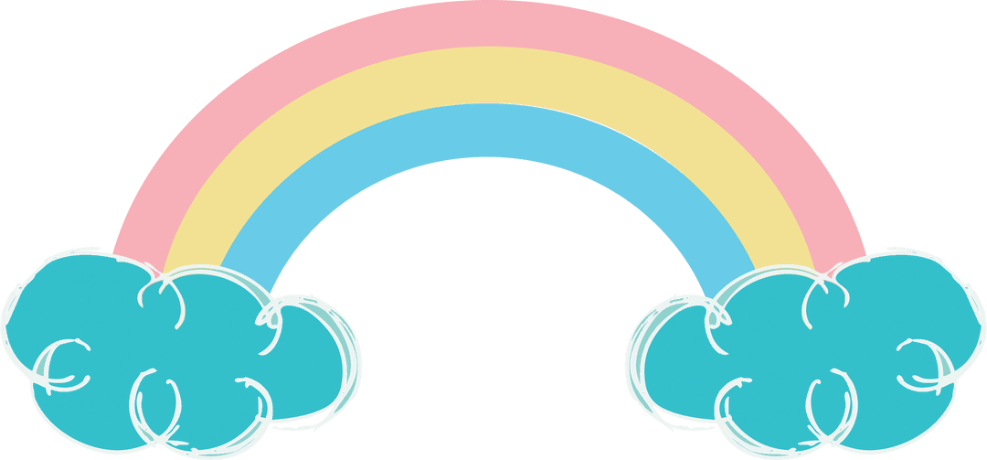 Pastel Rainbow and Clouds on Transparent Background Illustration
