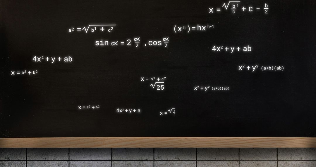 Chalkboard with Complex Mathematical Equations