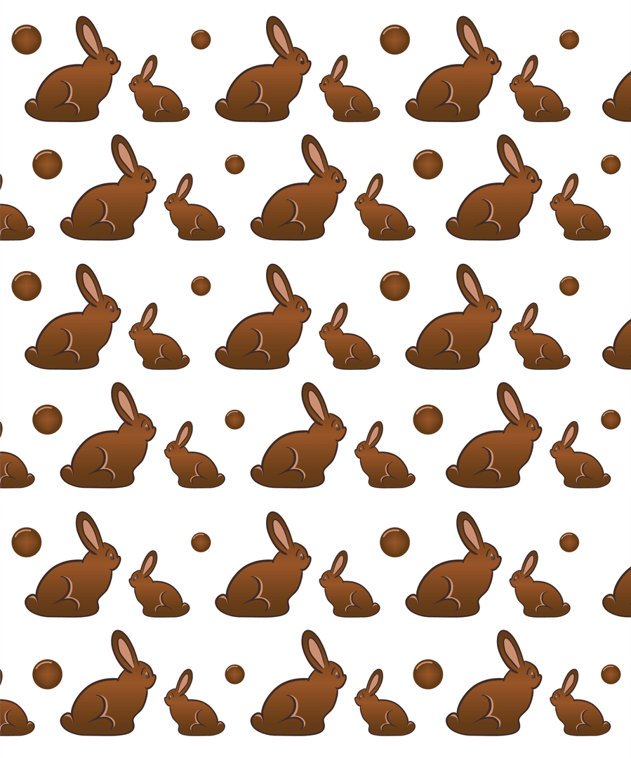 Playful brown rabbits with transparent background and pattern design