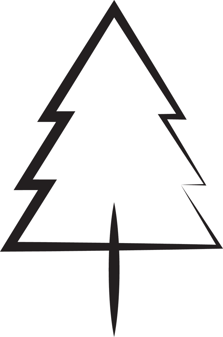 Simple Christmas Tree Illustration on Transparent Background