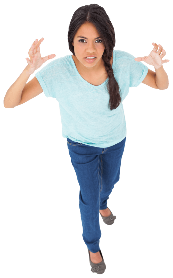 Angry Biracial Woman Expressing Frustration on Transparent Background