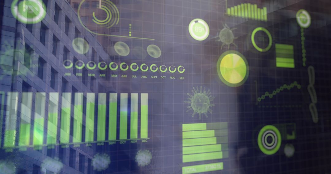 COVID-19 Statistics Overlay on Urban Commuters Walking Quickly