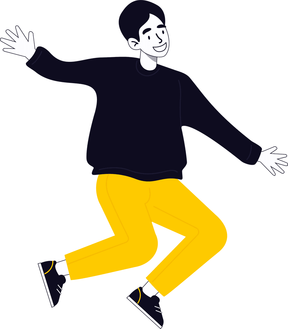 Energetic Youth Jumping in Stylish Attire with Transparent Background