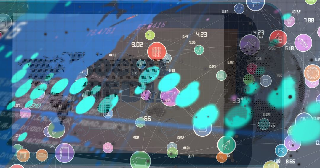 Digitally Generated Finance Technology Background with Global Map