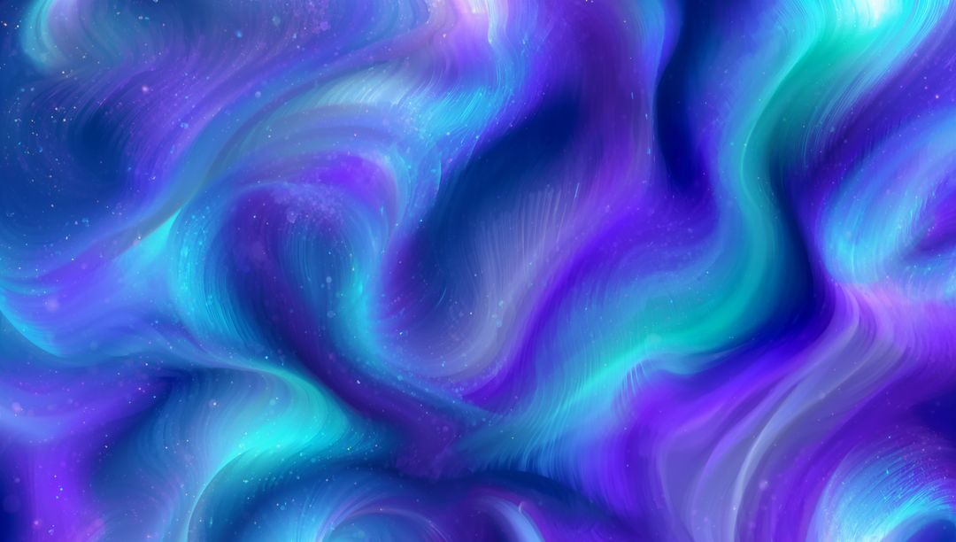 Flowing Aurora Ribbons Swirling Cosmic Nebula with Luminescent Brushwork Abstract Background