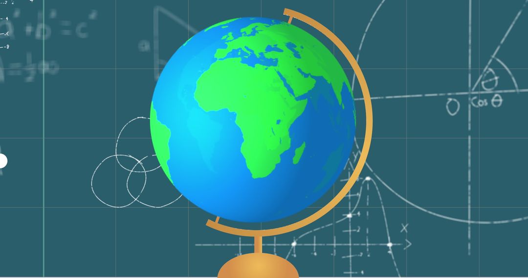 Blue Globe with Mathematical Equations in Educational Context