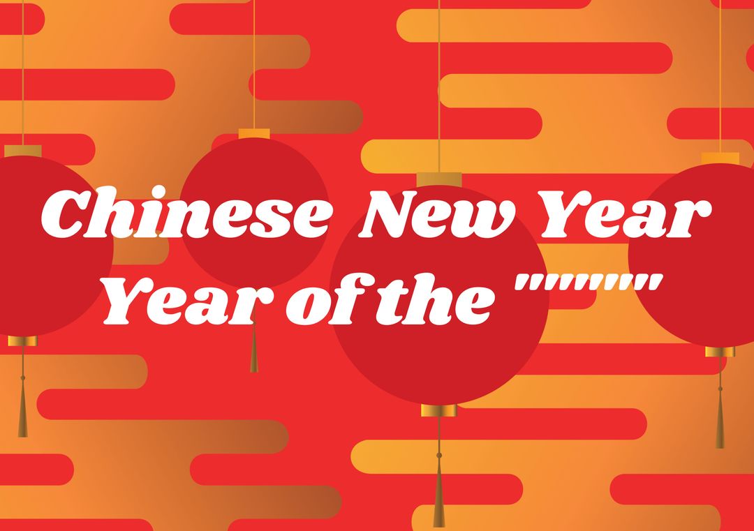 Red Lanterns Against Golden Backdrop for Chinese New Year Celebration