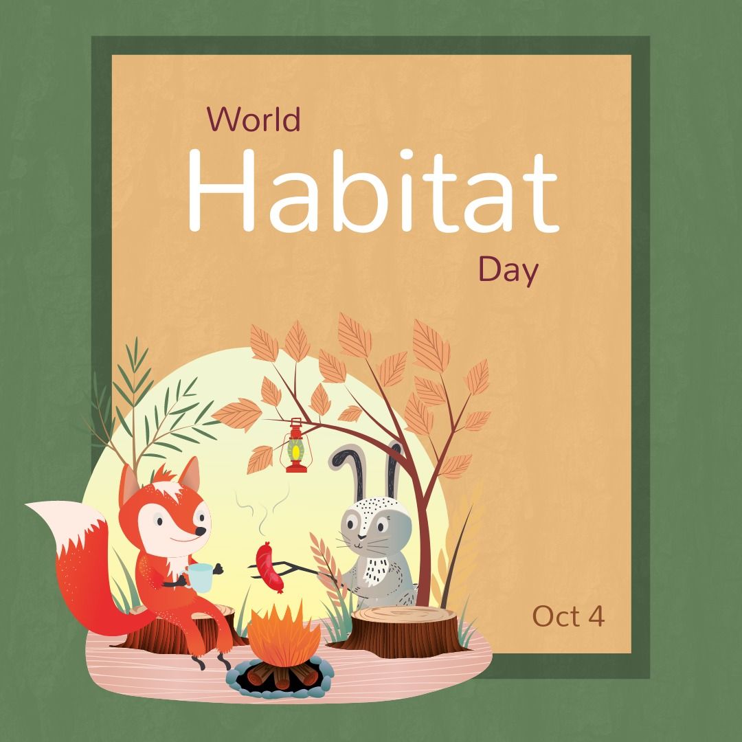 Square image of world habitat day text with animals by the fire - Download Free Stock Templates Pikwizard.com