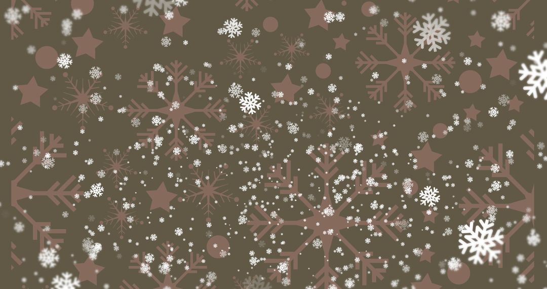 Snowfall Over Patterns on Green Background for Christmas