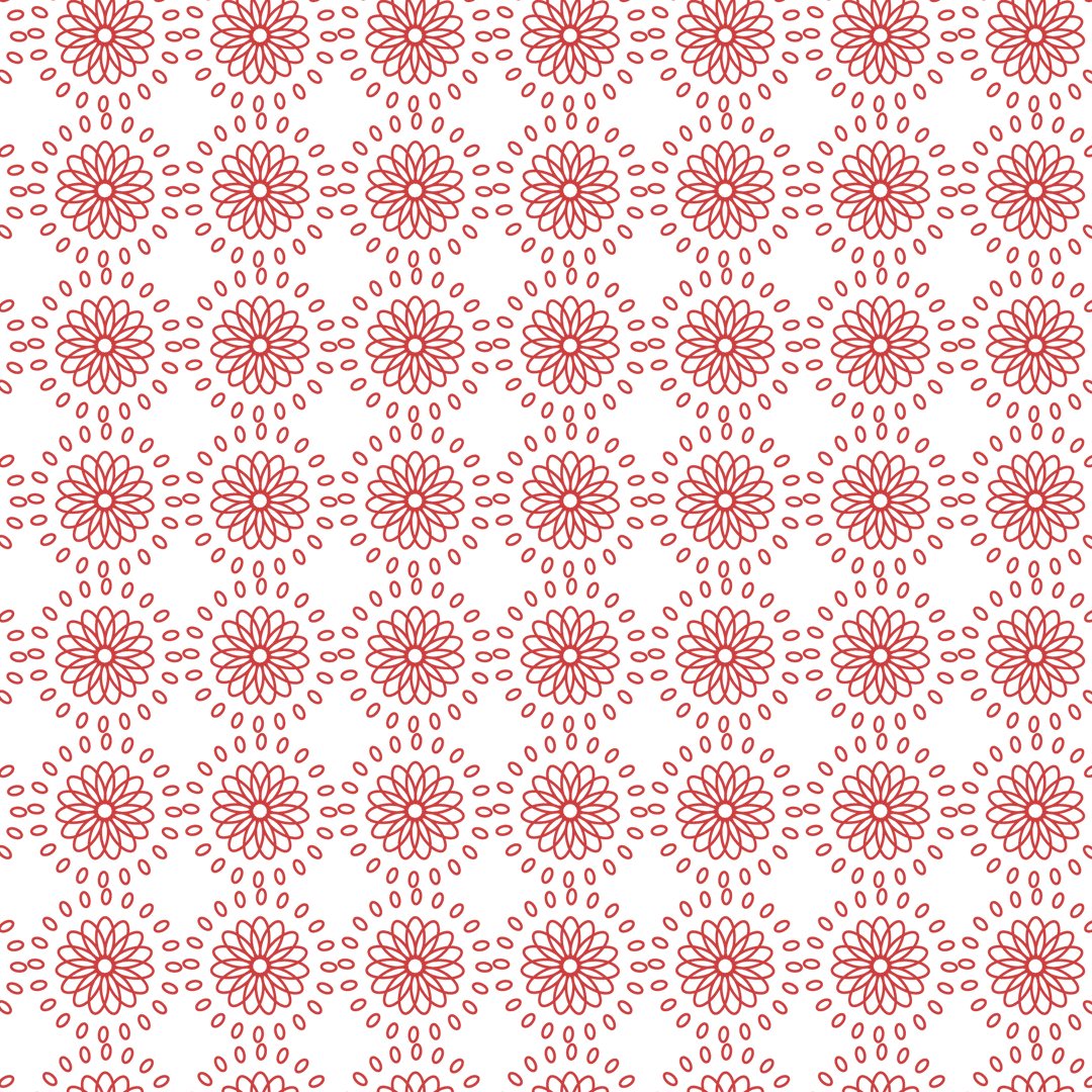 Red Floral Rosettes Pattern on Transparent Background