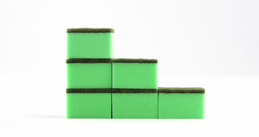 Green Kitchen Sponges Stacked in Steps on White Background - Free Images, Stock Photos and Pictures on Pikwizard.com