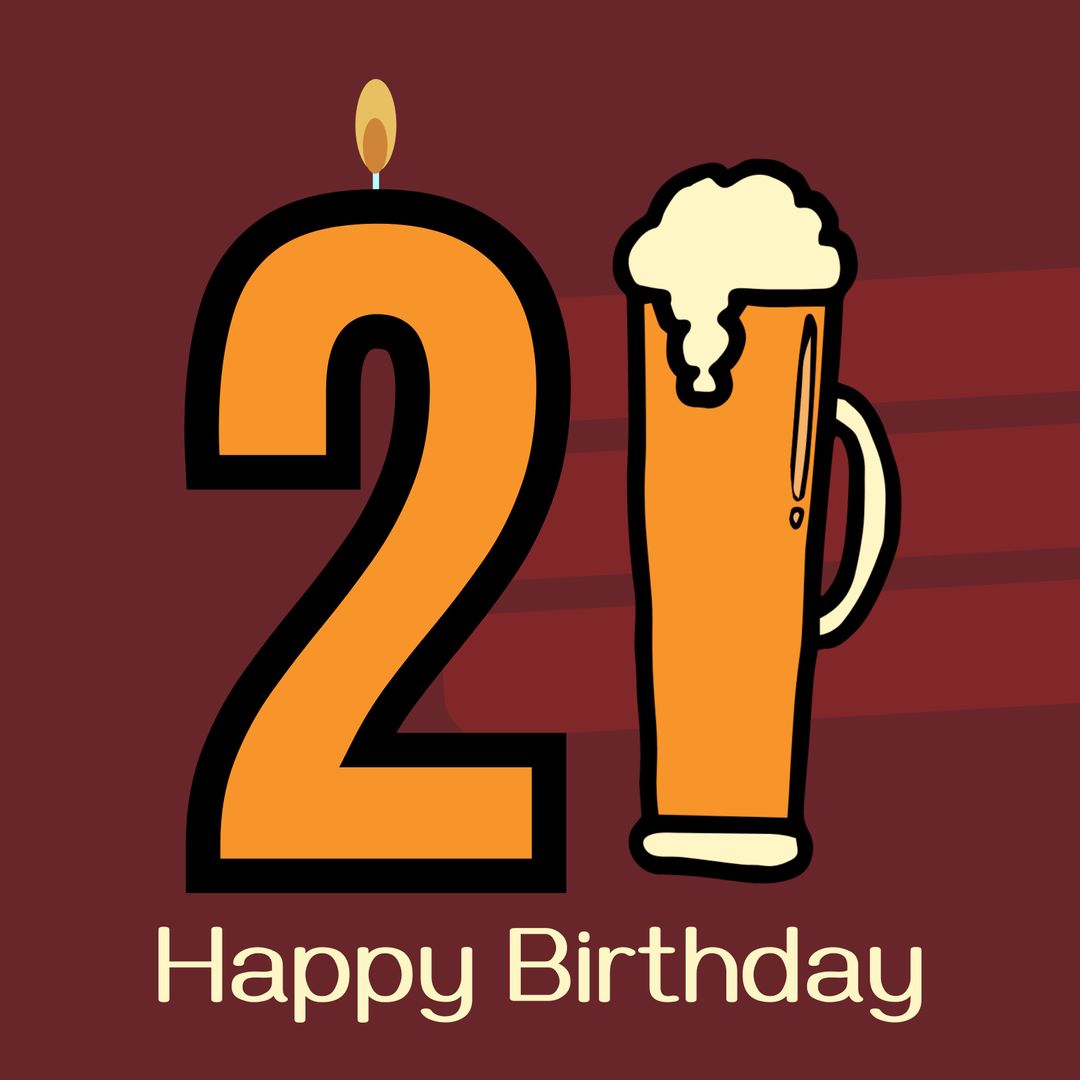 21st Birthday Celebration with Beer Mug and Candle - Download Free Stock Templates Pikwizard.com