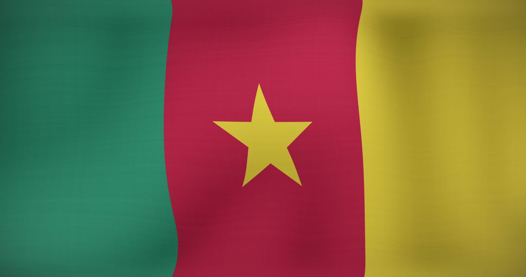 Cameroon National Flag Waving in the Wind