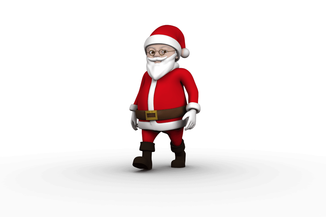 Santa Claus Walking on Transparent Background for Christmas