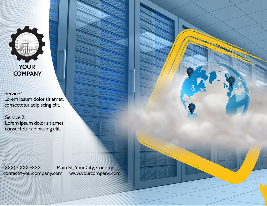 Server Room with Abstract Globe Highlighting Cloud Connectivity - Download Free Stock Images Pikwizard.com