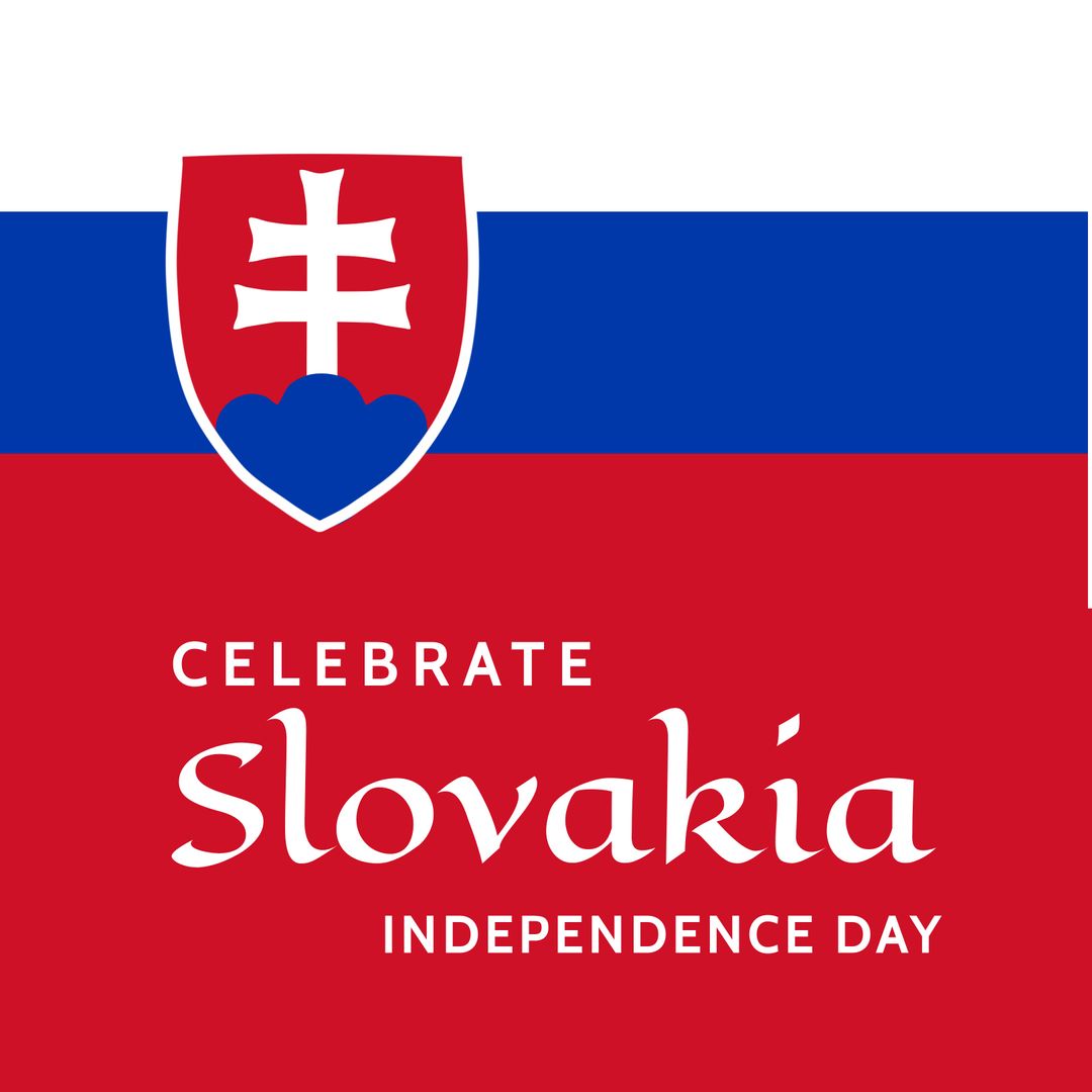 Slovakia National Flag with Independence Day Message