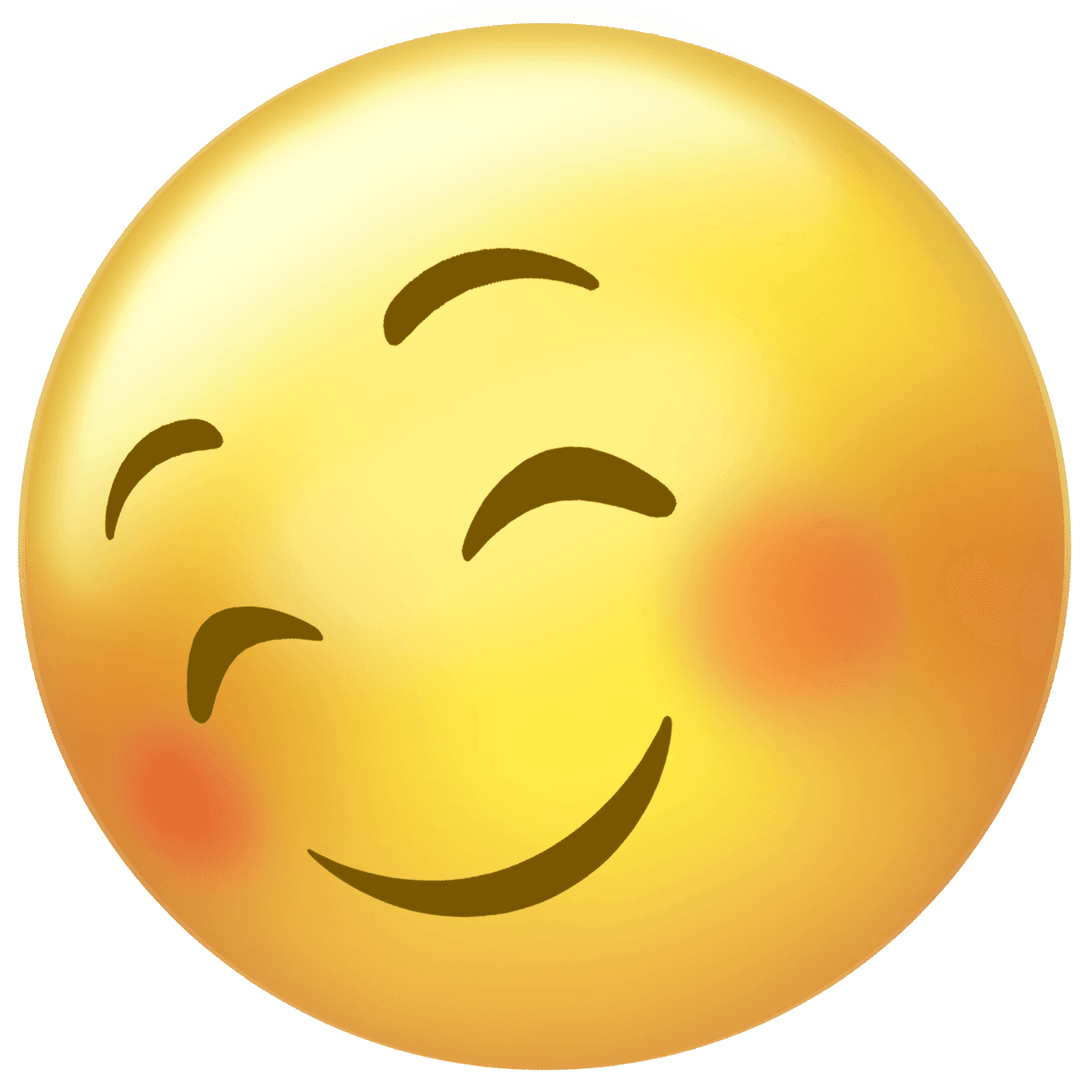Playful Blushing Emoji with Transparency Background
