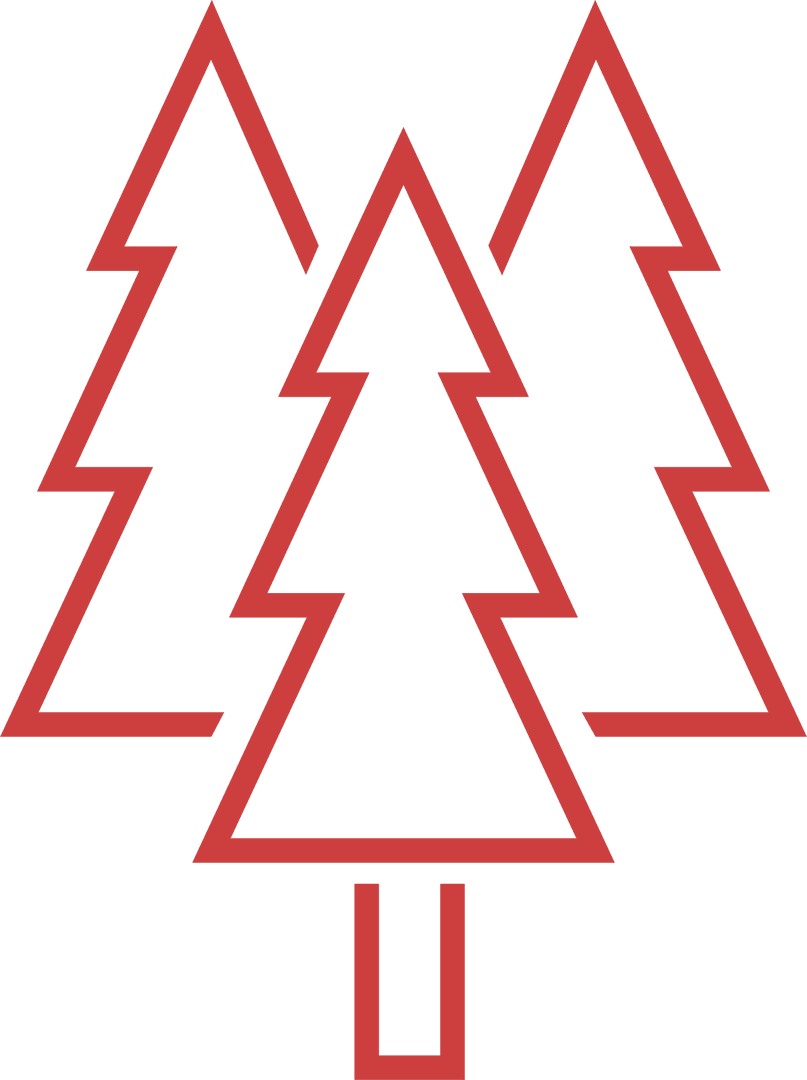 Red Tree Icons on Transparent Background Illustrating Nature Concept