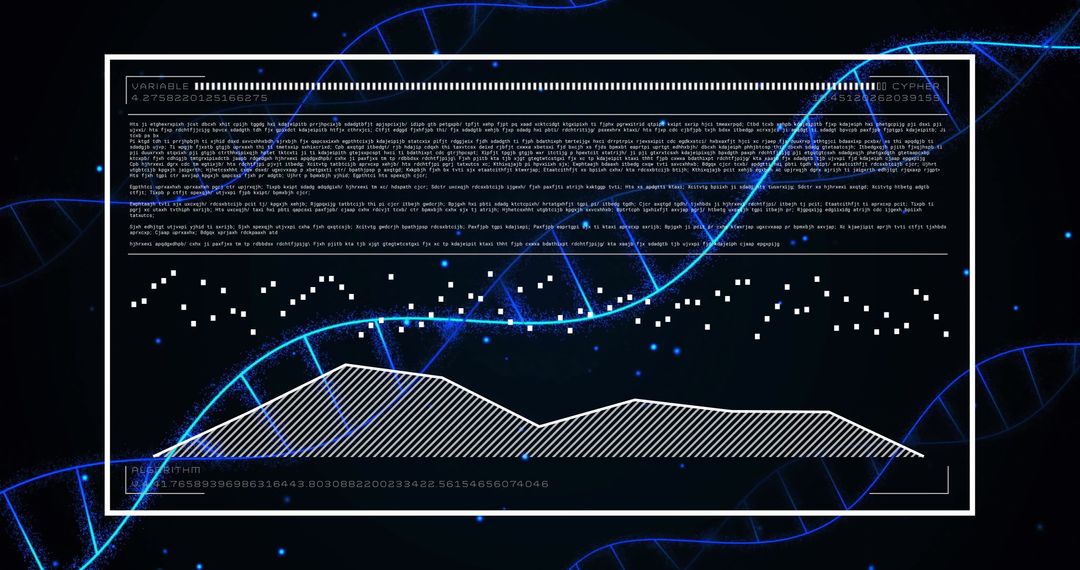 DNA Strands Overlaying Data Interface Conceptual Art