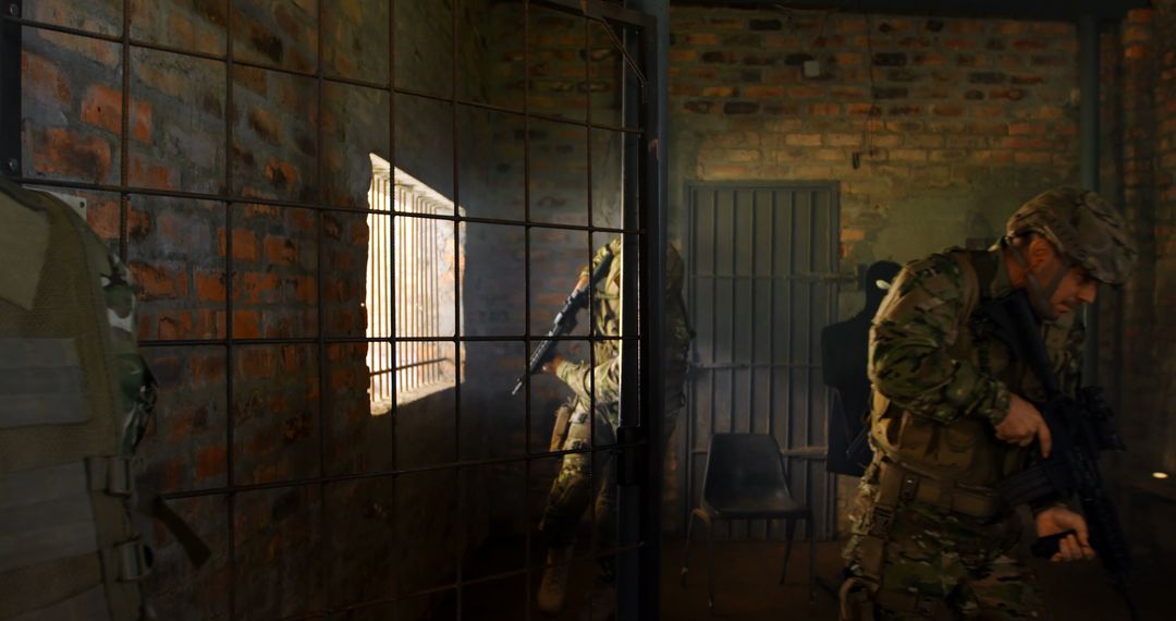 Special Forces Team Conducting Rescue Operation in Abandoned Prison - Free Images, Stock Photos and Pictures on Pikwizard.com
