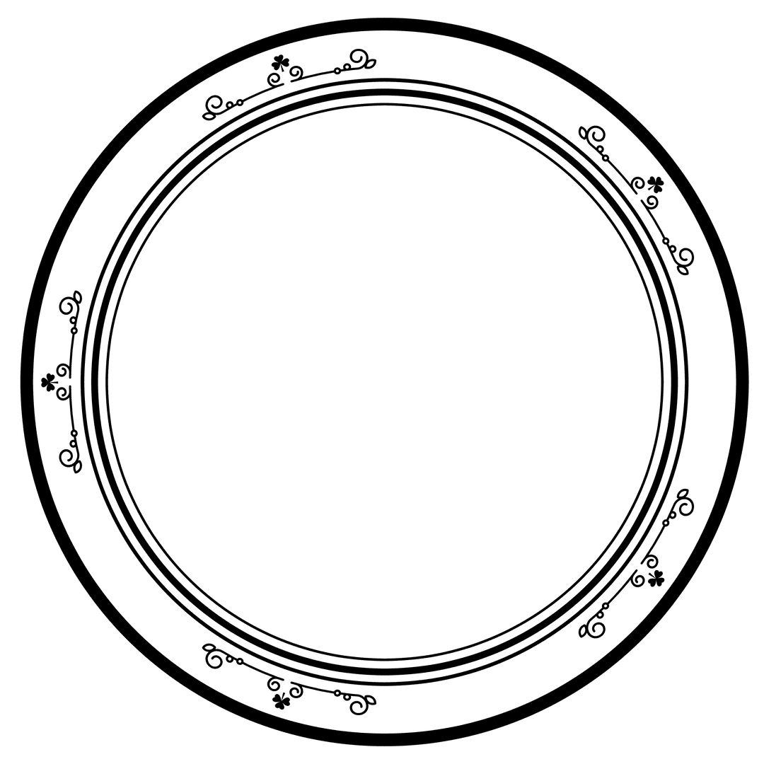 Black Ornamental Frame on Transparent Background with Copy Space