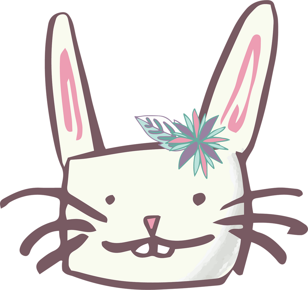 Transparent Illustration of Blushing Rabbit with Floral Decoration - Download Free Stock Images Pikwizard.com