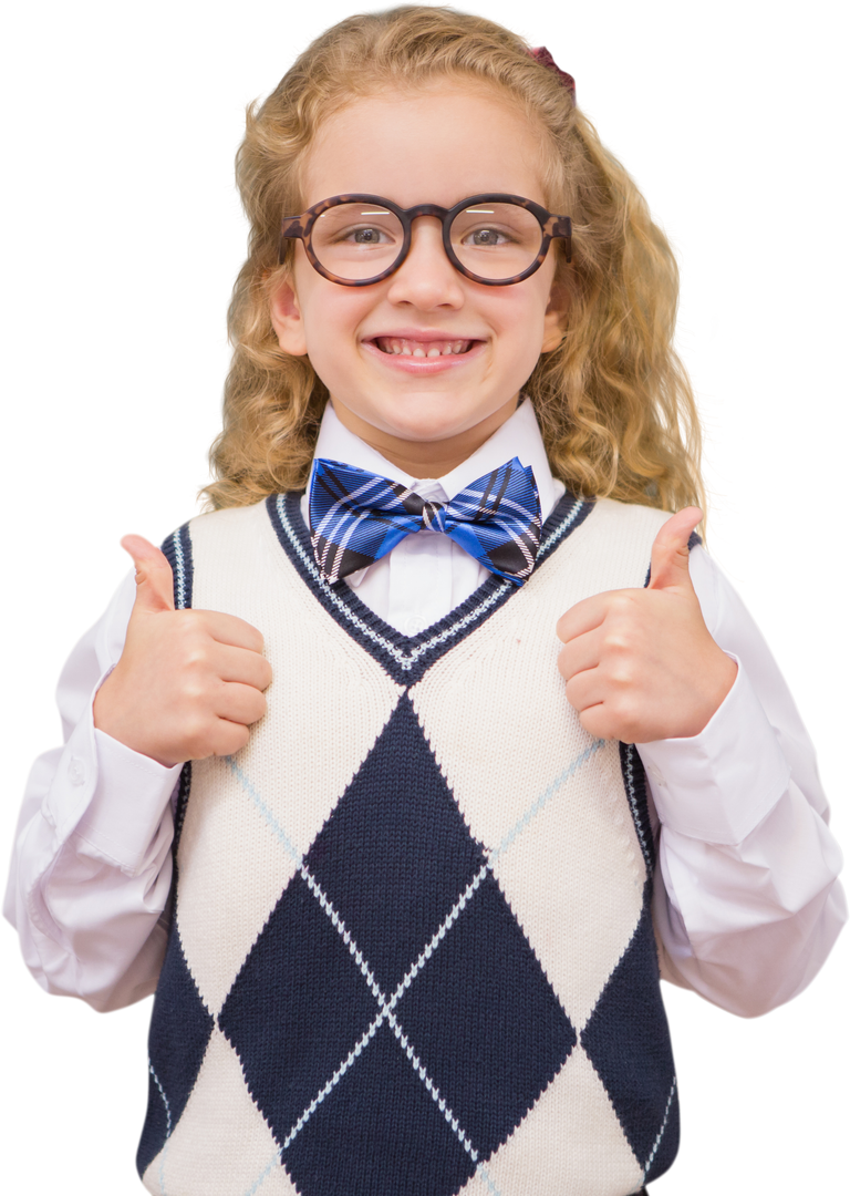 Happy Caucasian Schoolgirl Giving Thumbs Up on Transparent Background - Download Free Stock Images Pikwizard.com