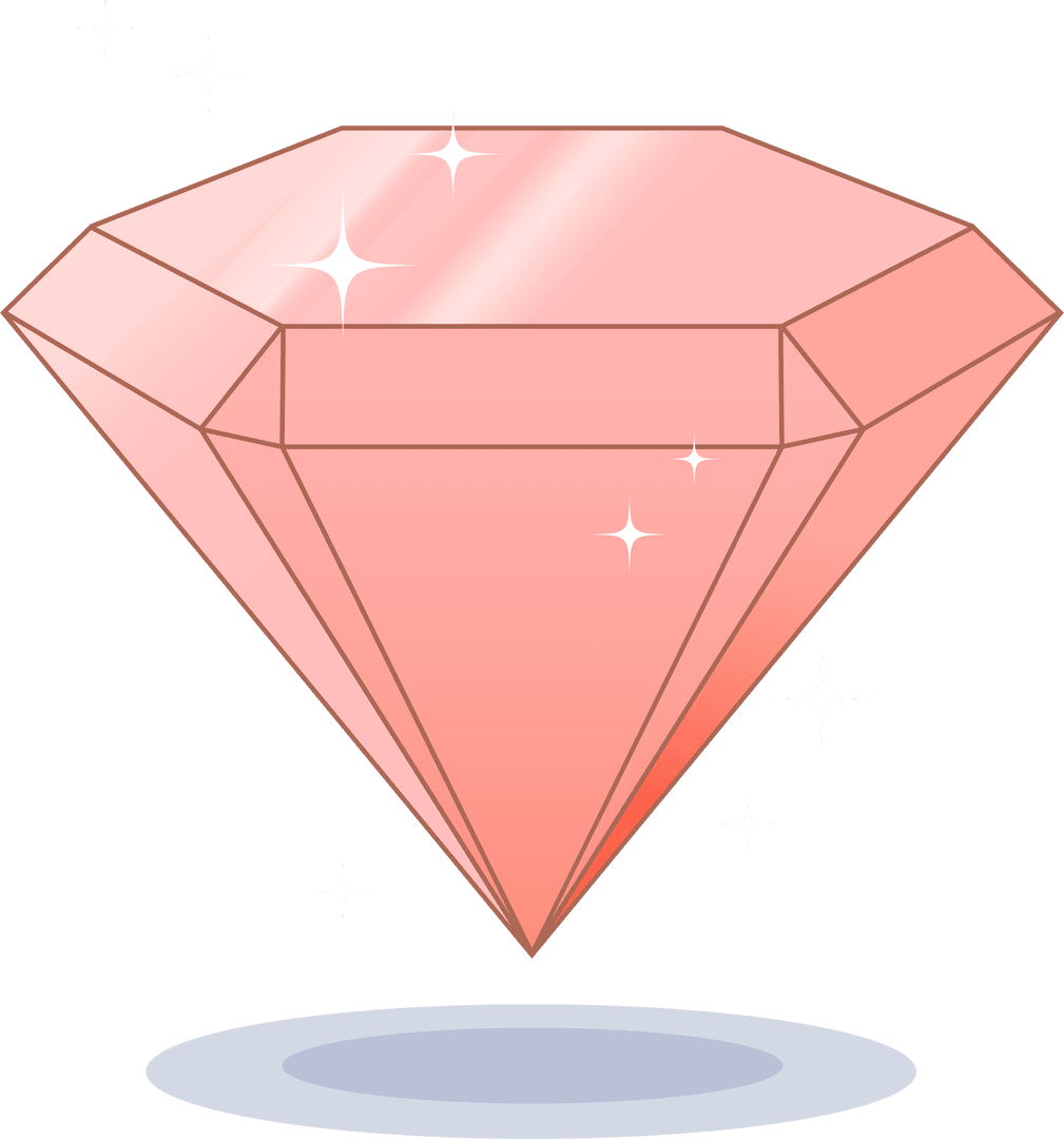 Floating Pink Gemstone with Sparkles on Transparent Background