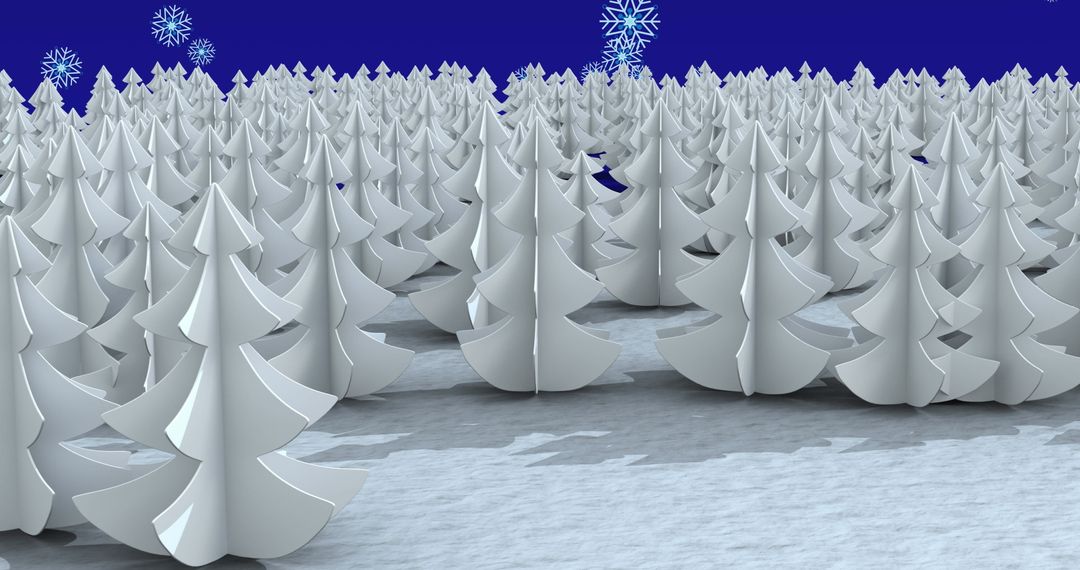 Stylized Winter Forest with Modern Snowflake Design