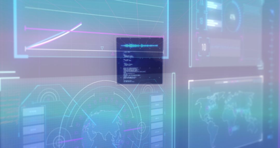 Digital Data Processing on Futuristic Screens with Global Connections