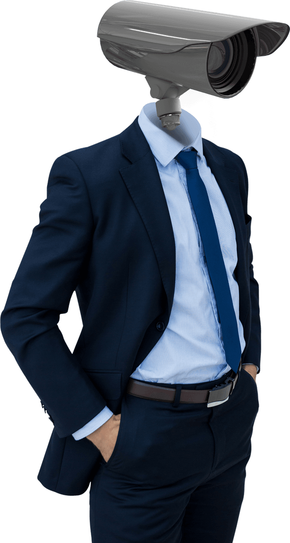 Transparent Businessman CCTV Head Surreal Concept
