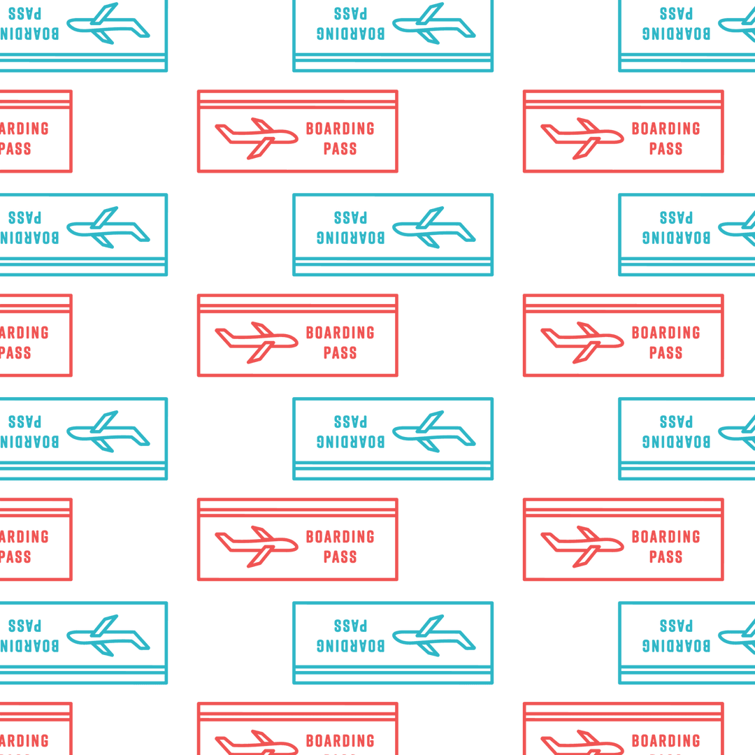 Transparent Boarding Pass Ticket Icons with Airplane Symbols