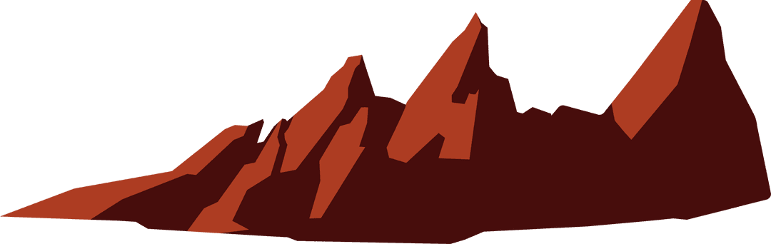 Stylized red mountain range vector on transparent background