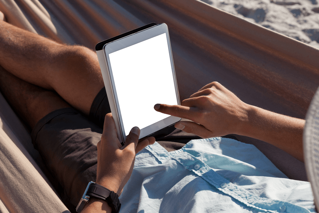 Transparent Digital Relaxation in Beach Hammock Using Tablet