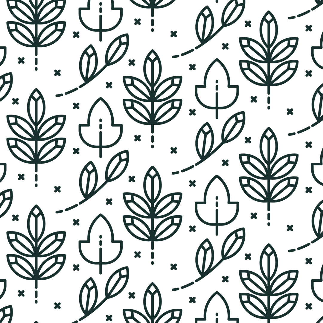 Seamless Black Leaf Pattern on Transparent Background