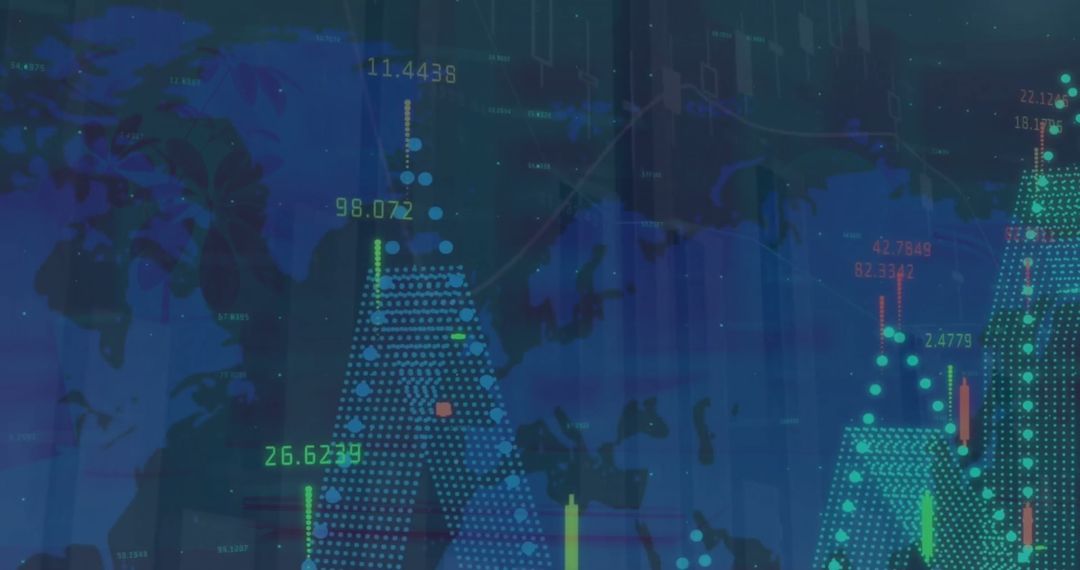 Global Finance Data Visualized over Futuristic Cityscape
