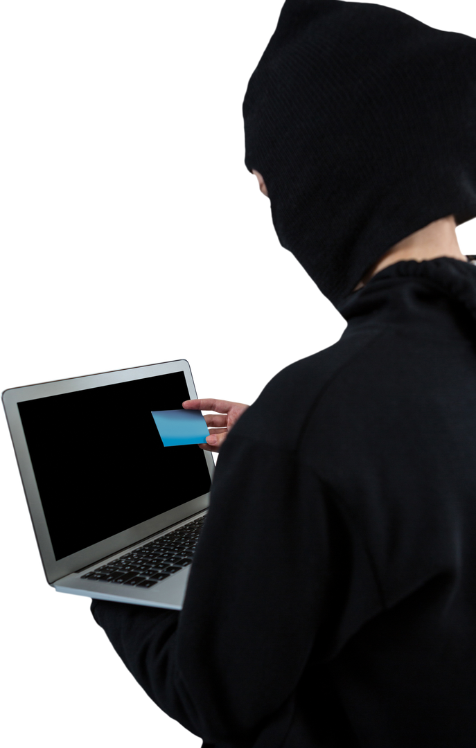 Transparent Background Hacker Remotely Stealing Credit Card Information with Laptop - Download Free Stock Images Pikwizard.com