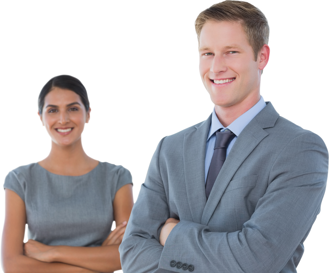 Transparent Smiling Business Professionals in Gray Suits - Download Free Stock Images Pikwizard.com