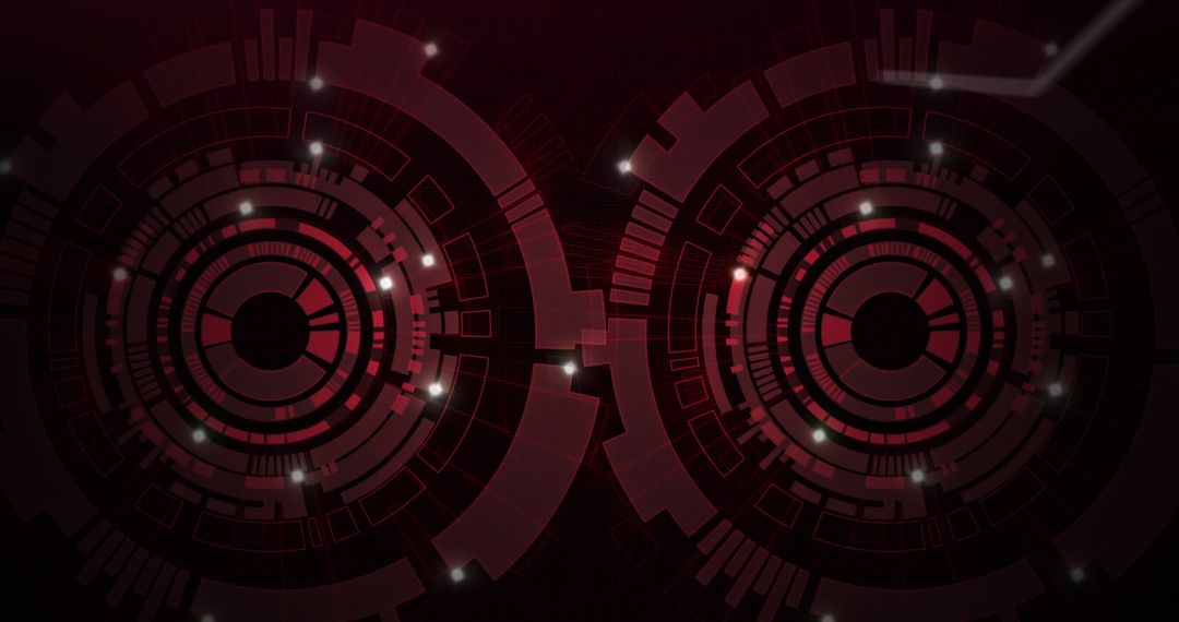 Futuristic Digital Interface with Red Circular Design Elements