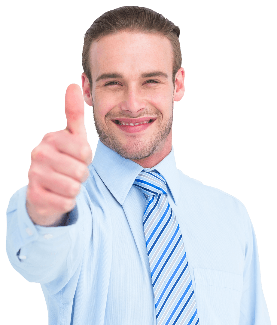Businessman Smiling with Thumbs Up in Transparent Background