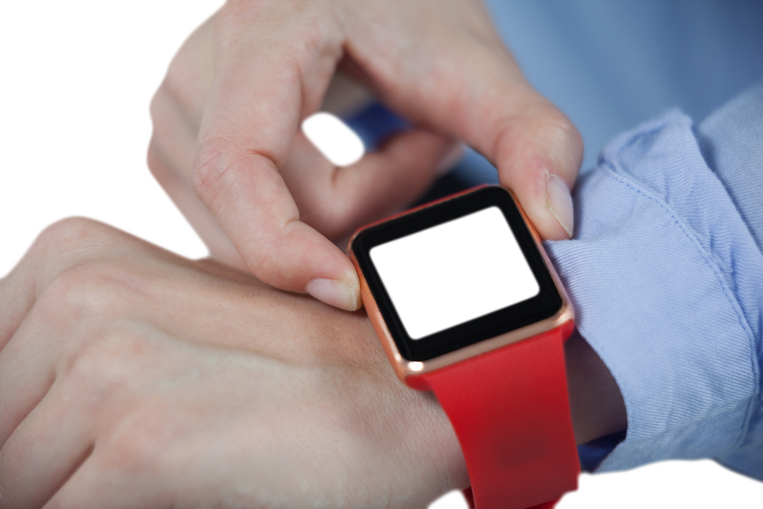 Transparent Close-up of Businesswoman Using Smartwatch - Download Free Stock Images Pikwizard.com