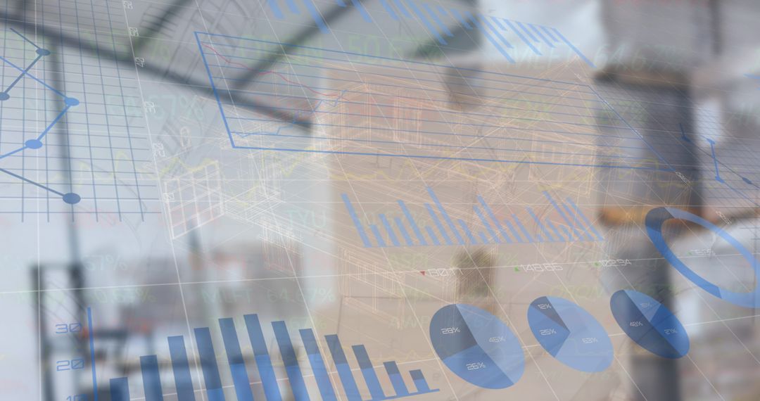 Financial Data and Graphics Overlaid on Warehouse Packages