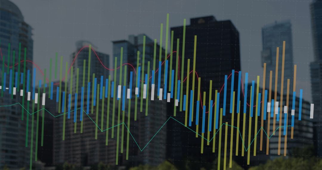 Dynamic Digital Data Visualization Over Modern Cityscape