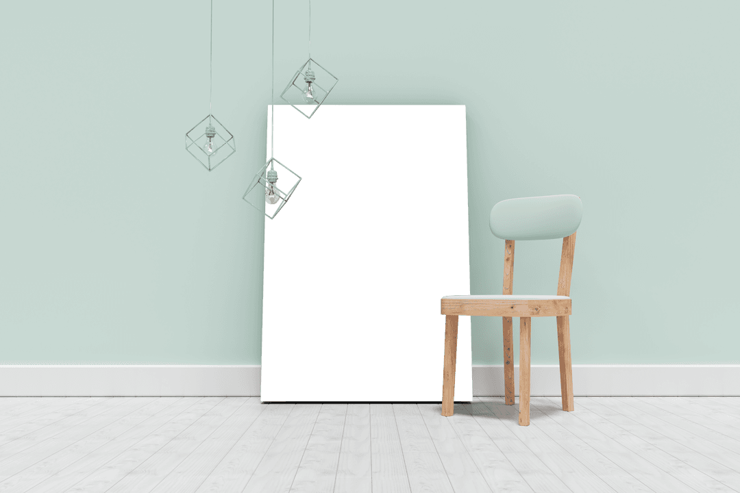 Transparent Background with Chair and Blank Poster Mockup Scene