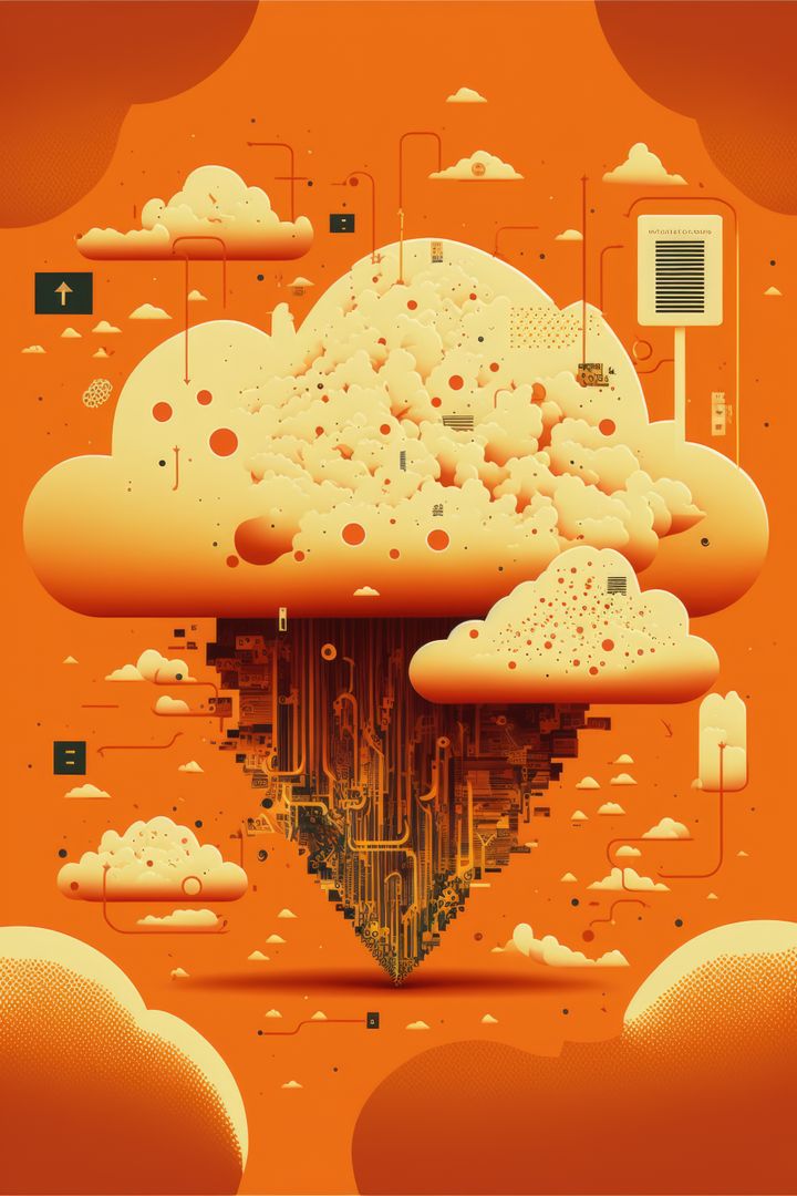 Digital orange cloud with computer circuit board, created using generative ai technology - Free Images, Stock Photos and Pictures on Pikwizard.com